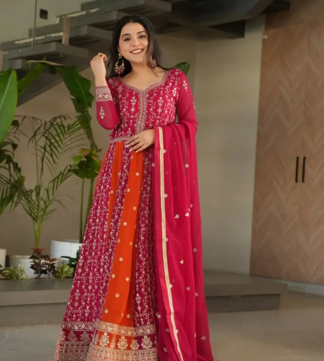 Multicolour Party Wear Full Flared Anarkali Suit - Vibrant Festive Collection