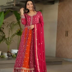 Multicolour Party Wear Full Flared Anarkali Suit - Vibrant Festive Collection
