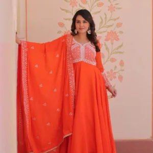 Orange colour anarkali Suit Set