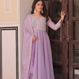 Lavender colour anarkali Suit Set - Trendy Pastel Georgette Designer Suit