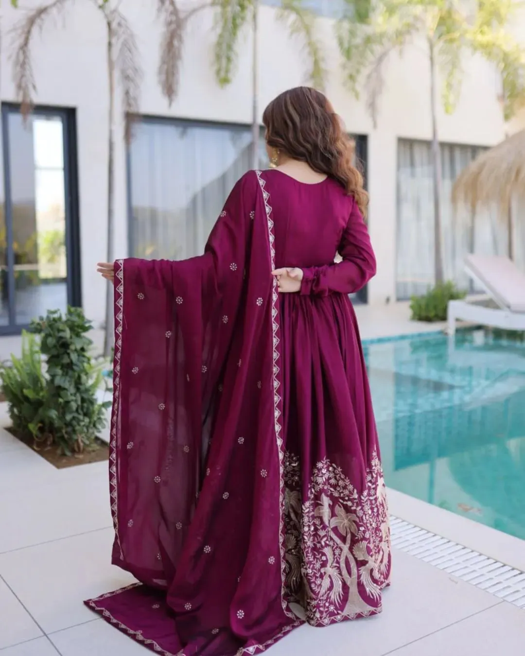 Party wear full flared anarkali suit with dupatta - Premium Designer Silhouette - Image 2