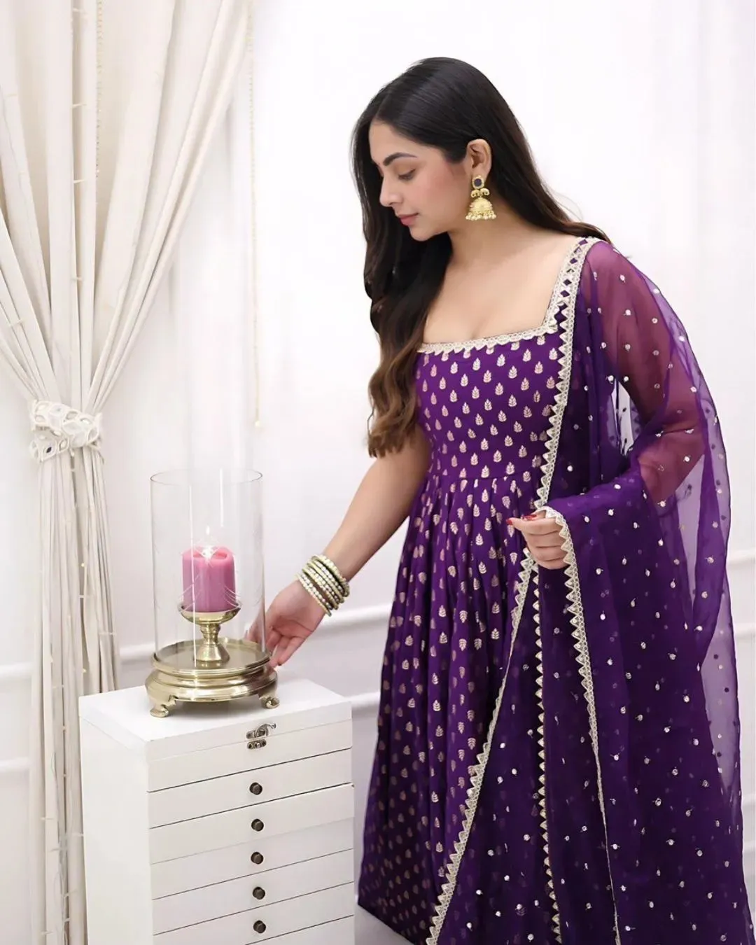 Purple Sleeveless Anarkali Suit For Party Wear - Stylish Modern Designer Set
