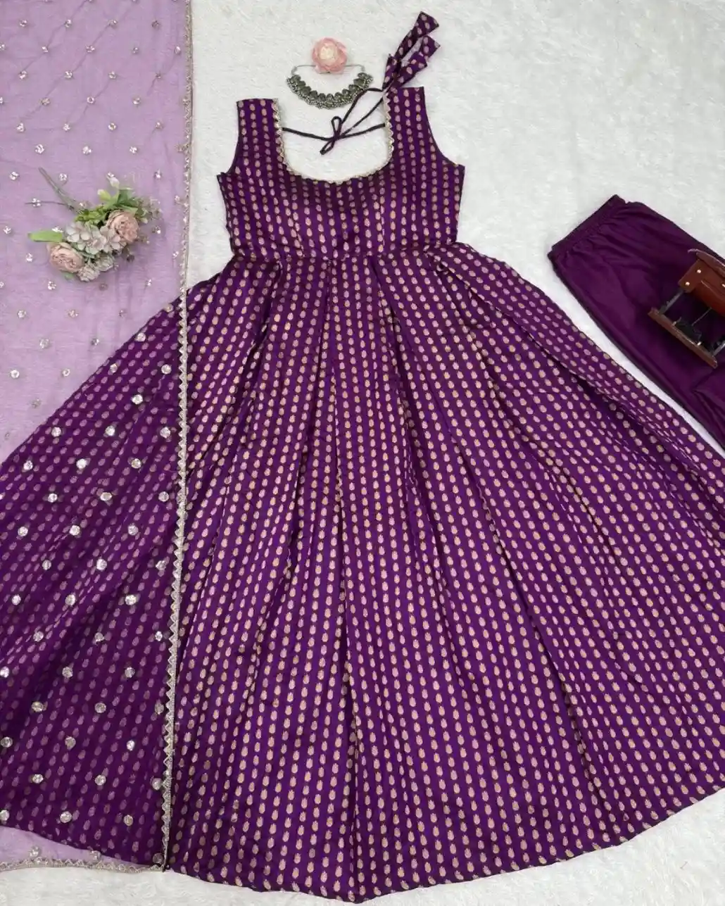 Purple Sleeveless Anarkali Suit For Party Wear - Stylish Modern Designer Set