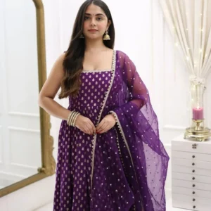 Purple sleeveless anarkali suit for party wear - Stylish Modern Designer Set