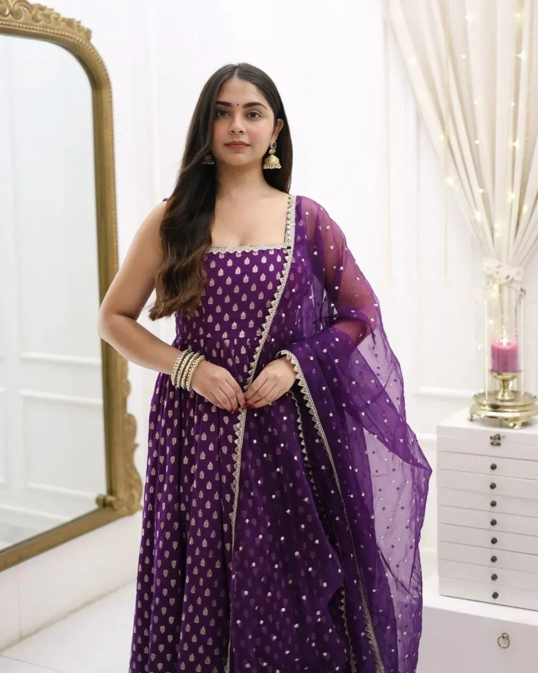 Purple Sleeveless Anarkali Suit For Party Wear - Stylish Modern Designer Set